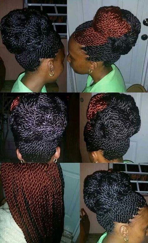 #Braiding #Twist #Bun #Weave #Brown #Black Sengelese Twist, Senegalese Twists, Twisted Hair, Marley Hair, Marley Twists, Crochet Braid Styles, Grow Long Hair, Crochet Braids Hairstyles, Beautiful Braids