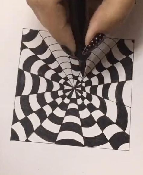 Optical illusion drawing [Video] | Optical illusion drawing, Line art drawings, Illusion drawings Eye Illusions Drawings, Optical Illusions Doodle, Optical Illusions Easy To Draw, How To Draw An Illusion, Optical Art Easy, Simple Illusion Drawings, 3d Drawings Easy Optical Illusions, Op Art Ideas Easy, Simple Illusion Art