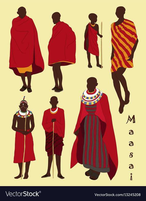 Clothing Vector, Masai Tribe, Animation Disney, African Art Paintings, Textile Prints Design, African People, Black Love Art, Maasai, African Men