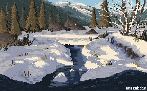 Calm digital 320x200px Winter Pixel Art Gif, Winter Pixel Gif, Pixel Art Background Gif, Winter Pixel Art, Wallpaper Pixel, Gif Pixel, Pixel Art Gif, Pixel Gif, Pixel Art Landscape