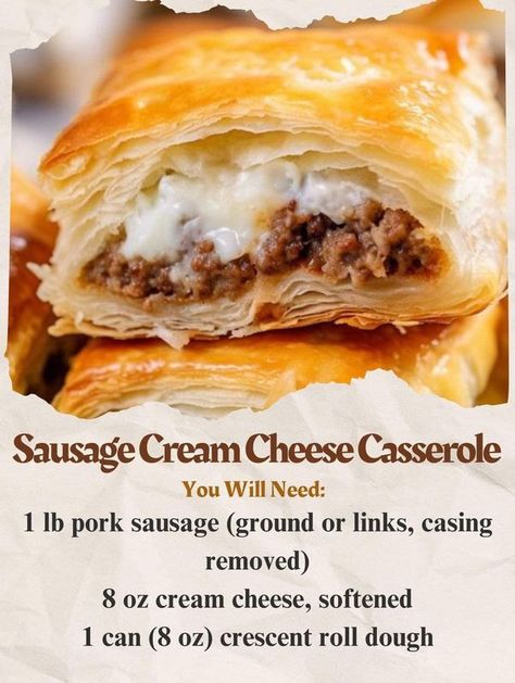 Ina Garten 🍲 | 3 Ingredient Sausage Cream Cheese Casserole 🧀 | Facebook Cream Cheese Sausage Crescent, Sausage Cream Cheese Casserole, Cream Cheese Breakfast Casserole, Cream Cheese Casserole, Crescent Casserole, Sausage Crescent, Cream Cheese Sausage, Sausage Cream Cheese, Cream Cheese Breakfast