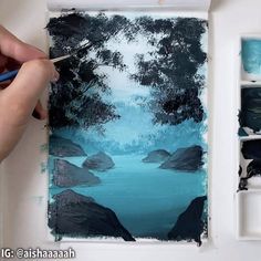 Gouche Painting Beginners, Landscape For Beginners, Landscape Painting For Beginners, Paint Gouache, Gouache Landscape, Painting Beginners, Painting Challenge, Painting Step By Step, Makeup Tutorial Step By Step