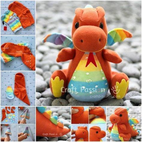 Sock Animals Tutorial, Diy Sock Toys, Puff The Magic Dragon, Sock Bunny, Newborn Socks, The Whoot, Sock Dolls, Dragon Crafts, Sock Toys