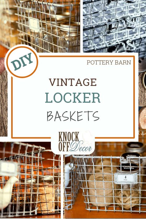 Vintage Locker Baskets #vintage #homedecor #lockerbaskets #storage Locker Baskets Ideas, Locker Crafts, Locker Baskets, Basket Decor Ideas, Pottery Barn Diy, Diy Locker, Vintage Lockers, Wire Crate, Diy Office