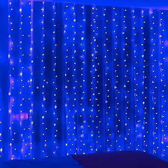 ZSJWL 300 LED Blue Curtain Fairy Lights with Remote, 8 Modes 9.8 × 9.8 Ft Waterproof USB Plug in Copper Wire Lights for Bedroom Window Chrismas Wedding Party Curtain Fairy Lights, Blue Fairy Lights, Copper Wire Lights, Lights For Bedroom, Blue Lights, Indoor String Lights, Bedroom Window, Blue Curtains, Wire Lights