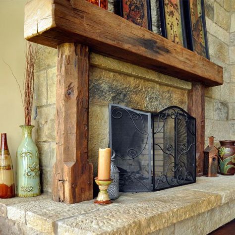 rustic fireplace mantels | ... rustic fireplace mantels custom cut and finished fireplace mantels Brick Fireplace Mantles, Attic Bathrooms, Rustic Fireplace Mantle, Beam Fireplace, Railroad Tie, Rustic Mantle, Design Fireplace, Rustic Fireplace Mantels, Reclaimed Beams