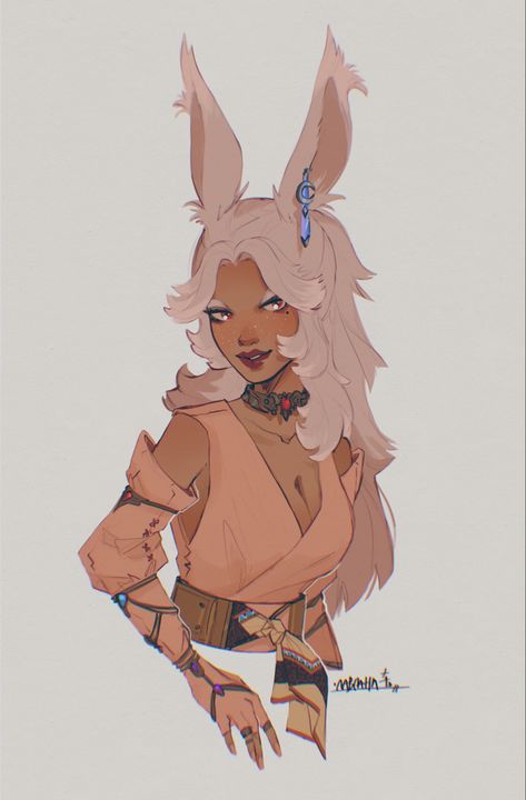 Viera Character Art, Dnd Bunny Oc, Bunny Oc Female, Bunny Hybrid Girl, Bunny Person Character, Bunny Human Hybrid Oc, Human Bunny Hybrid, Bunny Oc Girl, Rabbit Girl Character Design