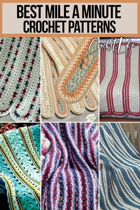 Crochet Mile A Minute Patterns Free, Mile A Minute Afghan Patterns Free, Mile A Minute Crochet Pattern Free Easy, Mile A Minute Crochet Pattern Free, Mile A Minute Crochet, Mile A Minute Afghan, Crotchet Blankets, Crochet Mile A Minute, Crochet Throws