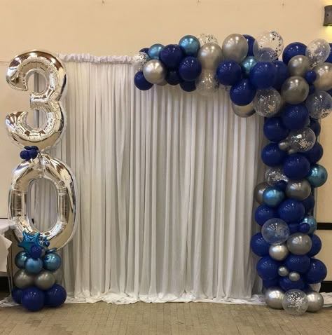 30th Birthday Balloons, Birthday Decorations For Men, Blue Birthday Parties, 30th Birthday Decorations, Simple Birthday Decorations, Birthday Balloon Decorations, Diy Birthday Decorations, Year 6, 60th Birthday Party