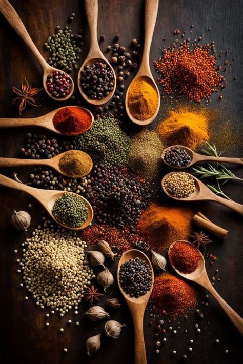 Spices Wallpaper, Spice Image, Spices Photography, Rustic Food Photography, Medicine Herbs, Food Business Card, Salmon Salad Recipes, Spice Garden, Spice Island