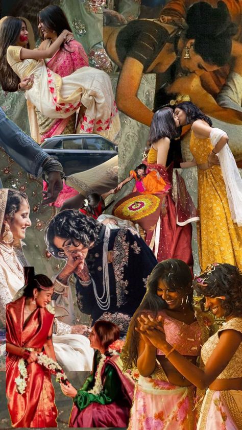 i was sad and wanted something to cheer me up #desi #wlw #lgbtq Queer Desi Art, Queer South Asian, Wlw Lockscreen, Wlw Wedding Aesthetic, Poc Wlw, Wlw Wedding, Desi Love, Indian Women Fashion, South Asian Art