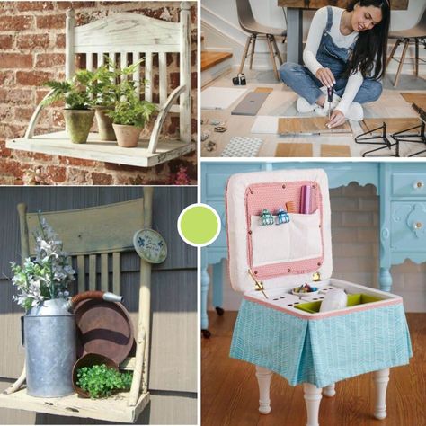 Repurpose Kitchen Chairs, Old Chair Ideas, Diy High Chair, Chairs Diy, Making Picture Frames, Repurposing Ideas, Metal Folding Chairs, Rustic Furniture Diy, Wrought Iron Chairs