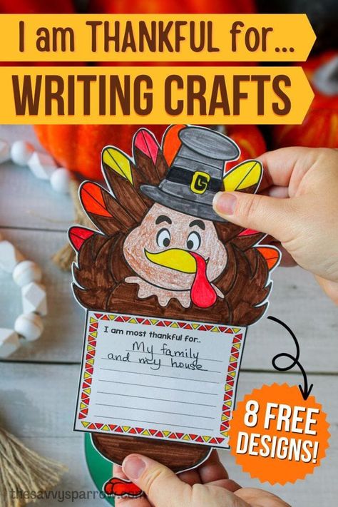 Looking for I am thankful for worksheets and printables for kids to use this Thanksgiving? These cute free printable thankful writing activities are perfect to use for toddlers, preschoolers, or elementary aged kids! Just print the Thanksgiving writing crafts with the gratitude prompts, color, and cut out! So cute and easy! Thanksgiving Writing Activities, Thankful Writing, Thankful Crafts, Thanksgiving Writing Prompts, Thanksgiving Writing Activity, Writing Activities For Preschoolers, Thankful Printable, Free Writing Prompts, Fun Writing Activities