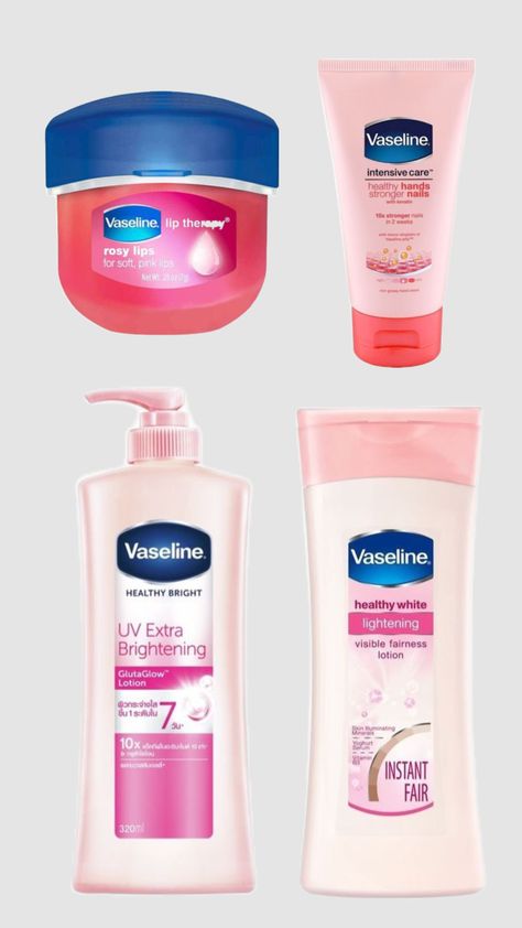 Vaseline Products #vaseline #wonyoungaesthetic #pinkpilatesprincessaesthetic #thatgirl #beauty #pinkbeauty #pinkbeautyproducts Vaseline Products, Vaseline Rosy Lips, Vaseline Lotion, Natural Hair Haircuts, Essence Makeup, Rosy Lips, Basic Skin Care Routine, Cracked Heels, Perfect Skin Care Routine