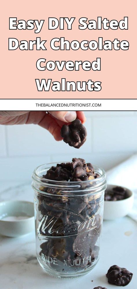 This easy salted walnut treat for the holidays makes a great DIY food gift. Pack it in a mason jar for friends as a delicious chocolate covered nuts gift. Perfect for Christmas, this recipe for chocolate covered nuts is an ideal sweet snack or DIY gift idea. Try these chocolate walnuts for a simple holiday gift idea. Chocolate Covered Nuts Recipe, Healthy Baking Desserts, Chocolate Covered Nuts, Nutritious Desserts, Nuts Gift, Diy Food Gifts, Walnut Recipes, Nut Recipes, Cooking For A Crowd