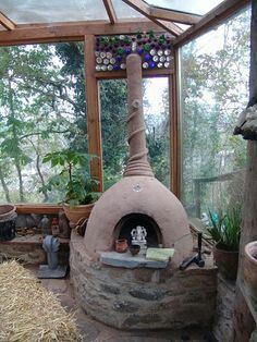 Attached greenhouse ideas Cob Fireplace, Fairy Fireplace, Diy Journaling, Greenhouse Construction, Commercial Greenhouse, Construction Images, Stone Oven, Greenhouse Shed, Rocket Stove