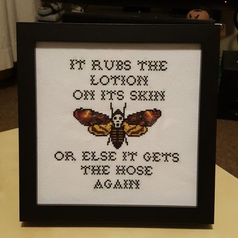 Silence Of The Lambs Cross Stitch, Silence Of The Lambs Tattoo, Horror Cross Stitch, Lamb Tattoo, Lamb Decorations, Charts And Graphs, Needlepoint, Cross Stitch Embroidery, Pixel Art