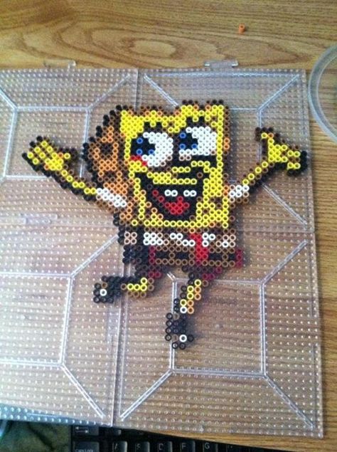 Spongebob Perler, Fuse Beads Ideas, Hama Mario, Melty Bead Designs, Rave Bracelets, Dr Mario, Hama Art, Hamma Beads, Perler Art