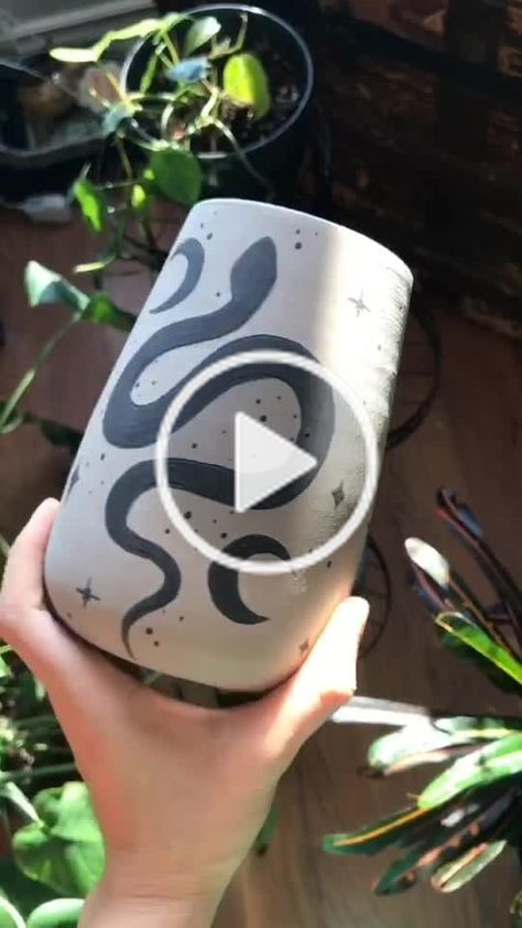 Witchy Pottery Ideas, Witchy Pottery Painting, Gothic Pottery Painting, Dragon Pottery Painting, Witchy Pottery, Witch Ceramics, Witch Pottery Ceramics, Snake Pottery, Mason Jar Succulents