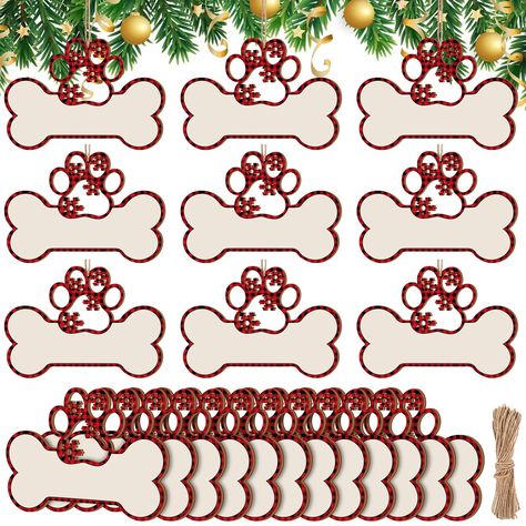 PRICES MAY VARY. Christmas Ornaments: personalized dog gifts are lined with Christmas theme, adopt the shape of a dog bone and paw print, decorated with snowflakes, which look lovely and creative, the natural wood color and the delicate color make them classic and charming pieces that will add warmth to your home, complete with twine for hanging on your pet or for decorating your home Enjoy the DIY Fun: dog bone ornaments bulk are blank in the middle, you can write or draw on them, or write your Dog Paw Print Craft, Dog Bone Ornaments, Dog Themed Parties, Tree Home Decor, Custom Dog Ornament, Personalized Dog Gift, Holiday Tree Decorations, Wooden Dog, Tree Home