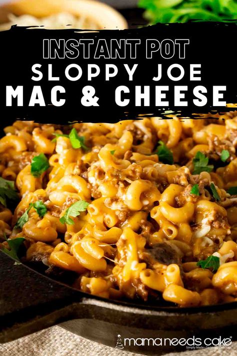 Sloopy Joe, Sloppy Joe Mac And Cheese, Sloppy Joes Pasta, Beef Mac And Cheese, Homemade Sloppy Joe Sauce, Beef Recipe Instant Pot, Sloppy Joe Sauce, Instant Pot Pasta Recipe, Kids Lunch Recipes