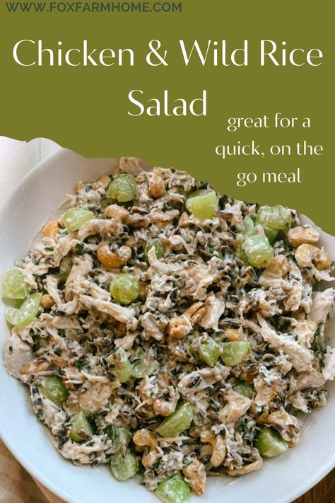 Wild rice chicken salad is a refreshing and versatile meal for busy days, summer picnics, and on the go lunches! Wild Rice Artichoke Salad, Chicken And Wild Rice Salad, Chicken Wild Rice Salad With Grapes, Cold Wild Rice Salad Recipes, Wild Rice Chicken Salad, Wild Rice Salad Recipe Cold, Rice Chicken Salad, Cold Chicken Salads, Wild Rice Salad Recipe