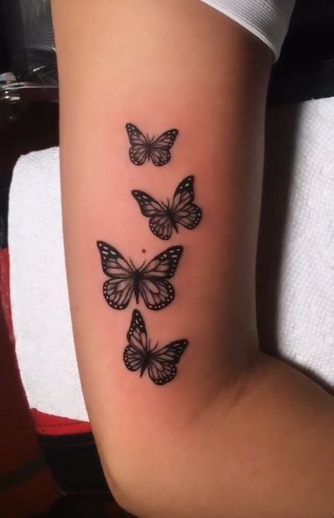 butterfly arm tattoo Butterfly Tattoo With Name, Butterfly Name Tattoo, Butterfly Tattoos On Arm, Butterfly Tattoos For Women, Comfort Quotes, Butterfly Tattoos, Elegant Tattoos, Body Sculpting, Butterfly Tattoo