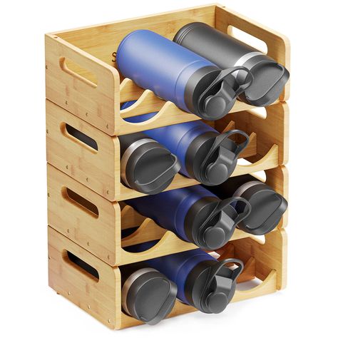 PRICES MAY VARY. ORGANIZED AND BEAUTIFUL - Make your kitchen cabinet neat and organized with bamboo water bottle organizer. The holder rack is designed for your different bottles organization; Each bin SIZE: 11.6"W x 8"D x 4"H IDEAL BOTTLES STORAGE - Keep your home clean and keep track of your water bottles better with this bamboo organizer holder; Instead of awkwardly squeezing those water bottles into empty cabinet spaces BLANK LABELS INCLUDED - Identify bottles instantly with the labels on th Shaker Bottle Storage, Water Bottle Storage Rack, Water Bottle Organizer, Bamboo Water Bottle, Wooden Drying Rack, Labels Kitchen, Bottle Organizer, Water Bottle Organization, Water Bottle Storage