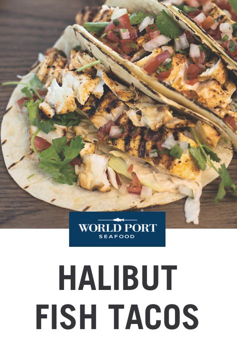 Halibut Fish Tacos Halibut Tacos Recipes, Chipotle Mayonnaise Recipe, Halibut Fish Tacos, Halibut Tacos, Baked Halibut, Chipotle Mayonnaise, Rock Fish, Tacos Recipes, Grilled Halibut