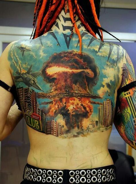 Back piece Tattoo Mushroom, Mushroom Cloud, Tattoo Skull, Cloud Tattoo, Skull Tattoo Design, In Sign, Back Pieces, Skull Tattoos, Body Painting