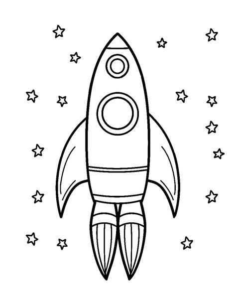 Spaceship Coloring Page, Rocket Coloring Page, Space Coloring Pages Free Printable, Colouring Pages For Kids Easy, Cute Simple Coloring Pages, Colouring Pages Simple, Outer Space Coloring Pages, Simple Coloring Pages For Kids, Space Coloring Sheet