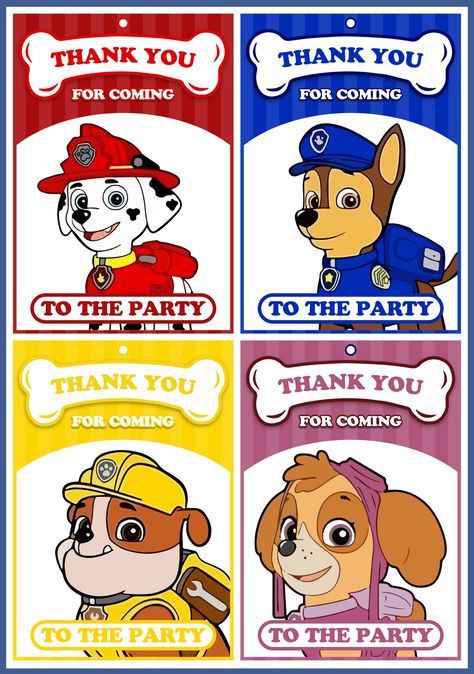 Paw Patrol Party Printables Free, Paw Patrol Thank You Tags Printable Free, Paw Patrol Images, Paw Patrol Party Printables, Paw Patrol Printable, Paw Patrol Printables, Birthday Puns, Birthday Plans, 2nd Birthday Boys