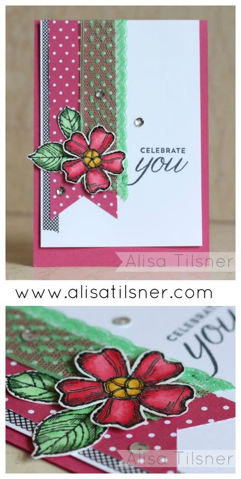 Stampin Up Birthday Blossoms created by Alisa Tilsner, CASE'd from Stampin Up Stampin Up Birthday, Simple Birthday Cards, Easy Birthday, Flower Shops, Su Cards, Stamping Up Cards, Card Making Inspiration, Pretty Cards, Colour Combination