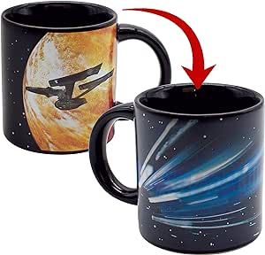 Star Trek Heat-Changing Starship Warp Mug - Add Coffee and the USS Enterprise Enters Warp Speed Star Trek Transporter, Star Trek Mug, Star Trek Wallpaper, Warp Speed, Alien Planet, Uss Enterprise, Ceramic Coffee Cups, Philosophers, Deep Space