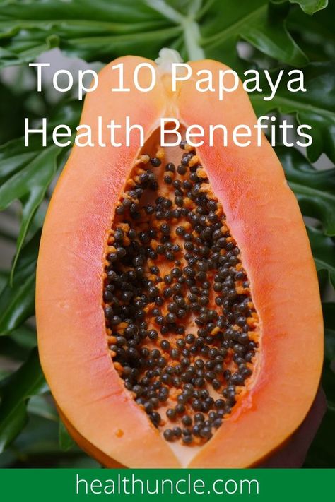 Papaya is tasty and packed with essential nutrients. Its potent antioxidants, including lycopene, may lower your risk of developing numerous ailments, especially those that are more common as you age, like cancer and heart disease. It might also protect against outward indications of aging, keeping your skin supple and young. Share this information with others if you enjoyed reading about the benefits of papaya and found it beneficial. Papaya Health Benefits, Health Benefits Of Papaya, Benefits Of Papaya, Papaya Benefits, Papaya Plant, Unresolved Issues, Fruit Health Benefits, Healthy Plan, Fruit Benefits