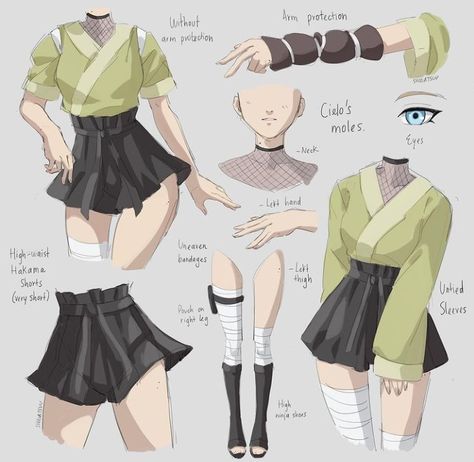 Cute Ninja Outfit, Shinobi Outfit Design Female, Naruto Character Outfits, Anime Ninja Outfits Female, Naruto Female Oc Outfits, Ninja Female Outfit, Naruto Female Outfits, Ninja Outfit Female Design, Ninja Outfit Design