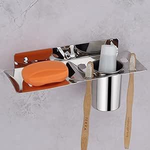 Plantex Stainless Steel 2in1 Soap Dish with Tumbler Holder/Soap Stand/Tooth Brush Holder/Bathroom Accessories - Wall Mount (Chrome) Tooth Brush Holder, Soap Stand, Tumbler Holder, Accessories Wall, Tooth Brush, Soap Dishes, Brush Holder, Soap Dish, Toothbrush Holder