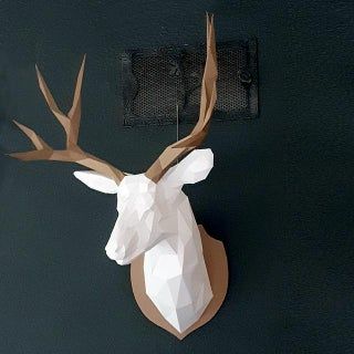 Deer Papercraft, Cardboard Deer Heads, Paper Trophy, Taxidermy Deer, Deer Trophy, Deer Wall Art, Origami 3d, Cool Paper Crafts, Deer Wall