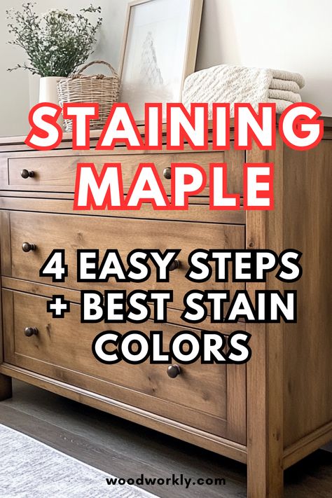 Curious if maple takes stain well? Discover techniques to achieve a consistent, rich stain on maple wood. Click for expert staining tips! #MapleWood #WoodStaining #WoodFinishing #DIYProjects #Woodworking Natural Maple Furniture, Kitchen Cabinet Gel Stain, Color Stained Wood Furniture, Gel Stain Over Maple Cabinets, Maple Wood Stain Colors, Stain On Maple Wood, Cabinet Stain Colors, Bedroom Furniture Redo, Wood Staining