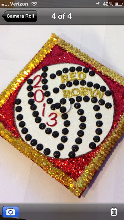 Graduation Cap - using glitter paper whenever possible really helps to make the cap pop! Volleyball Graduation Cap, Graduation Paper, College Graduation Cap Decoration, Grad Ideas, Grad Caps, Cap Decoration, Graduation Cap Designs, Cap Ideas, Graduation Caps