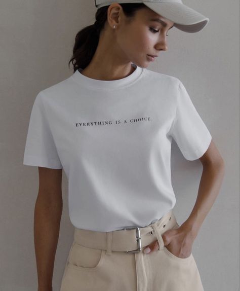 Branded Shirts Women, Old Money Tshirt Outfit, Tshirt Branding Ideas, Minimal T Shirt Design, Trendy T Shirts For Women, Tshirt Design Ideas Trendy, Trendy T Shirt Designs, Minimal Shirt Design, Jesus Clothes