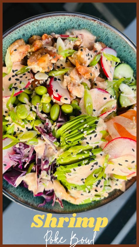 poke bowl recipe Shrimp Poke Bowl Recipe, Shrimp Poke Bowl, Meal Prep Planning, Sriracha Mayo Sauce, Broccoli Cheddar Bites, Shrimp Bowls, Shrimp Bowl, Vegetarian Bowls, Poke Bowl Recipe