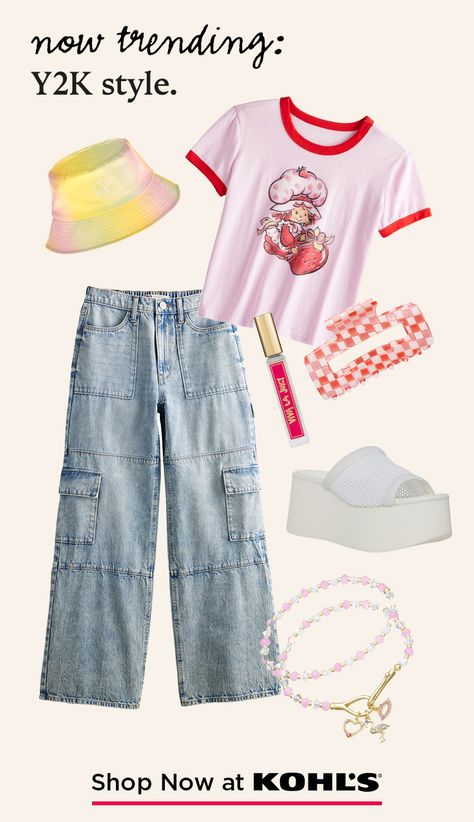 Looking for an outfit that’s so fetch? Kick back and chillax—we’ve got you covered with cargo pants, baby tees, bucket hats and more looks inspired by the early 2000’s. Find Y2K style and more at Kohl’s and Kohls.com. Kohls Outfits 2023, Kohls Outfits, So Fetch, Baby Tees, Swaggy Outfits, Bucket Hats, Junior Outfits, Really Cute Outfits