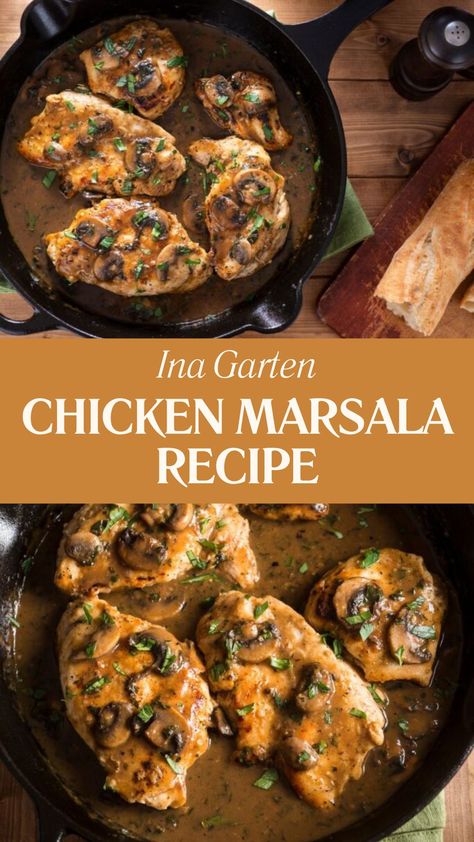 Ina Garten Chicken Marsala Recipe Ina Garten Soups, Stuffed Chicken Marsala Olive Garden, Chicken Marsala Ina Garten, Ina Garten Engagement Chicken, Chicken Marsala No Mushrooms, Giada Chicken Marsala, Ina Garten Dinner Recipes, What To Serve With Chicken Marsala, Chicken Marbella Ina Garten