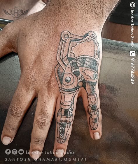 Robotic Fingers Tattoo Robotic Tattoo Machine Tattoo Cyberpunk Hand, Robot Hand Tattoo, Robotic Arm Tattoo, Robotic Tattoo, Cyberpunk Tattoos, Fingers Tattoo, Robot Tattoo, Hexagon Tattoo, Trippy Tattoo