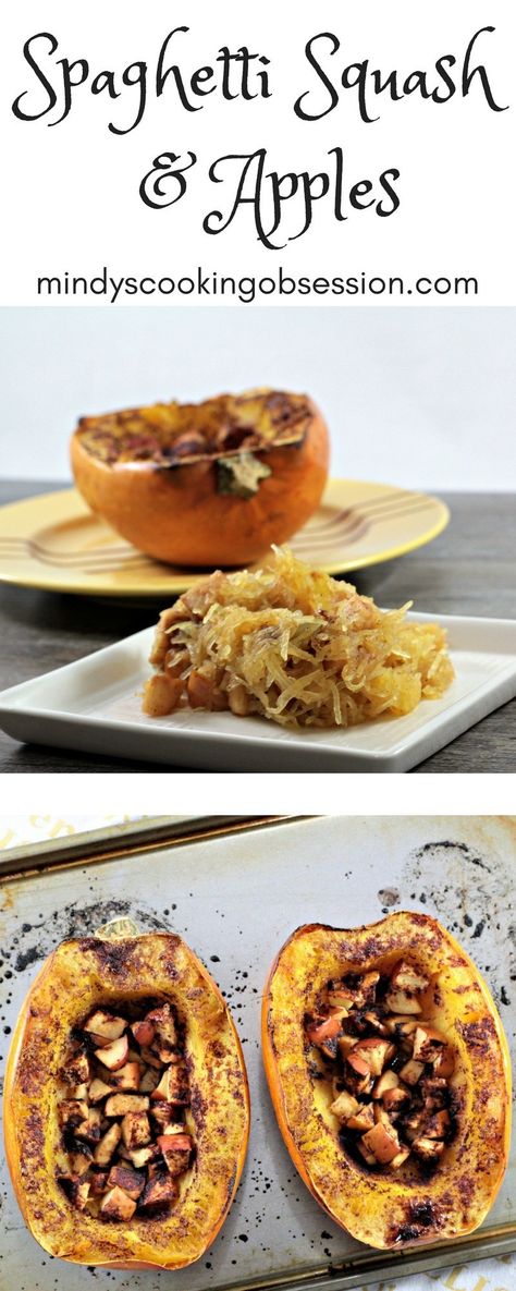 Roasted Spaghetti Squash & Apples has a touch of olive oil, brown sugar, cinnamon, and butter to make it the perfect side dish or dessert. Dessert Spaghetti, Spaghetti Squash Recipes Vegan, Spaghetti Squash Recipes Healthy, Spaghetti Squash Recipes Easy, Roasted Spaghetti Squash, Spaghetti Squash Recipes, Squash Recipes, Perfect Side Dish, Spaghetti Squash