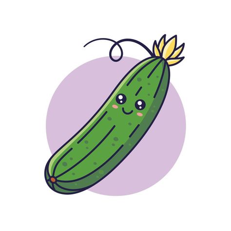 Cute Kawaii cucumber cartoon icon illustration. Food vegitable flat icon concept isolated on white background. Cucumber character, mascot in Doodle style. Cucumber Tattoo Small, Cartoon Cucumber, Cucumber Drawing, Cucumber Cartoon, Cucumber Illustration, Cucumber Art, Cute Cucumber, Cartoon Vegetables, Vegetable Cartoon