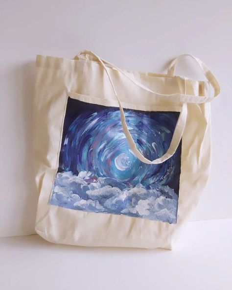 Starry and cloudy skies ☁️🌌 Painting on Tote bag 40x42 cm #Handpainted Order yours! #Tamarkers #tamarkersdesigns #totebag #tote #handpainted #paint #artistsoninstagram #post #fyp #explore #hashtags #bags #bag #design #custom #star #artbuisness #local #smallbusiness #lebanon #delivery #sky #stars #acrylicpainting #acrylic #watercolor #oilpainting #trending Diy Painted Tote Bag, Skies Painting, Handpainted Tote Bags, Bag Painting, Diy Jewellery Designs, Cloudy Skies, Sky Stars, Painted Tote, Bag Design