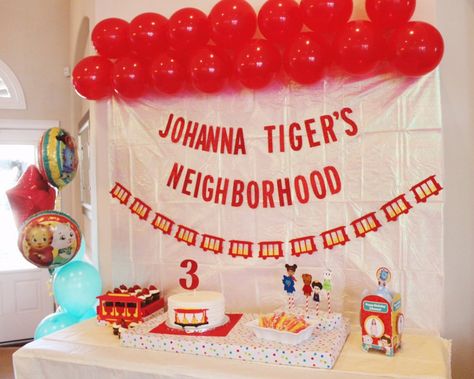 A Daniel Tiger Themed 3rd Birthday Party - Oh Happy Play -A Daniel Tiger Themed 3rd Birthday Party by Oh Happy Play // Daniel Tiger - Birthday Party - Girls party - Boys Party - Trolley themed party- Themed Party for kids - 3rd birthday - Daniel Tiger's Neighborhood - Party - www.ohhappyplay.com Birthday Party Themes For Kids, Party Themes For Kids, Daniel Tiger Party, Daniel Tiger Birthday Party, Tiger Birthday Party, Tiger Birthday, 3rd Birthday Party, Daniel Tiger, Kids Party Themes