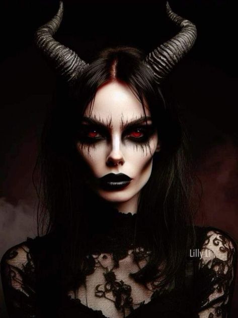 Lilith Costume Halloween, Type Of Makeup, Demon Makeup, Halloween Costumes Women Creative, Demon Costume, Goddess Makeup, Holiday Makeup Looks, Halloween Pumpkins Painted, Pretty Halloween